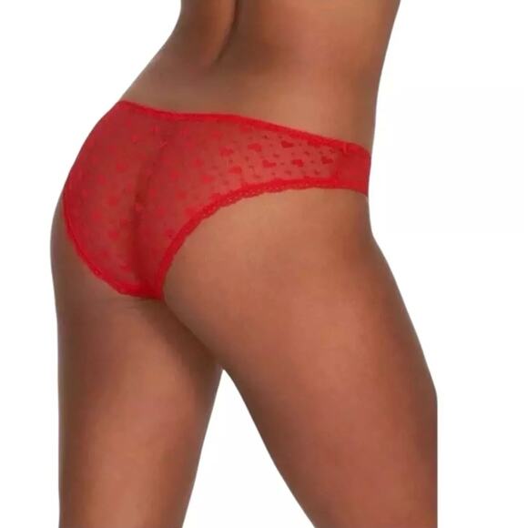 NEW Frederick's of Hollywood Maree Lace Panties Size 1X Red Hearts Love NWT - Picture 2 of 7
